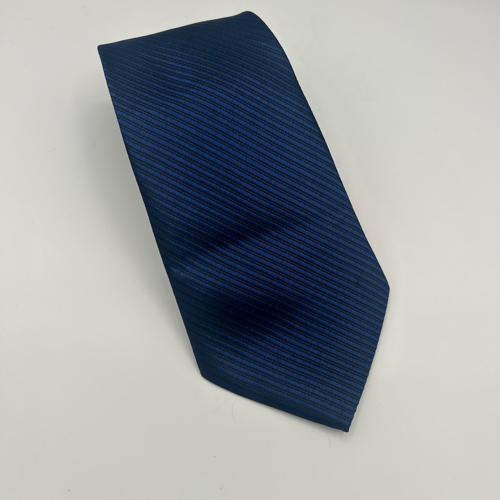 Kailong Mens Blue Striped Silk Tie Hand Made Ribbed Woven‎ Formal Necktie